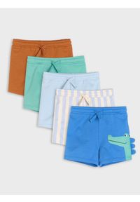 Sinsay - Szorty z ozdobną naszywką i aplikacją 3d 5 pack - mid blue. Wzór: aplikacja