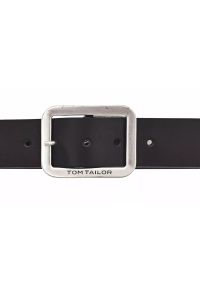 Tom Tailor - TOM TAILOR MĘSKI PASEK SKÓRZANY NA BOLEC SKÓRA 40mm Gurtel BLACK TG1016R57. Materiał: skóra. Wzór: paski. Styl: klasyczny #2