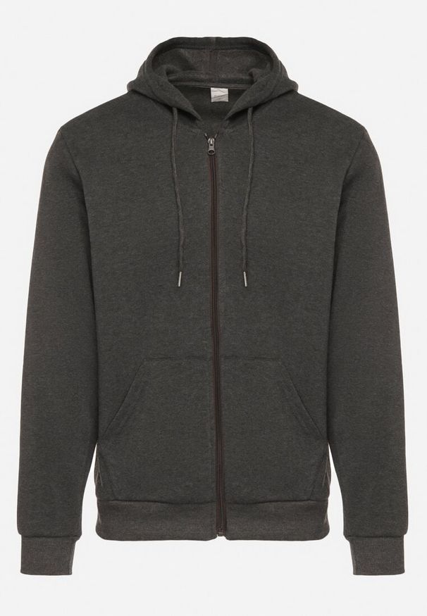 Born2be - Ciemnoszara Rozpinana Bluza z Bawełną i Kapturem Typu Oversize Diosa. Okazja: na co dzień. Kolor: szary. Materiał: bawełna. Sezon: wiosna, jesień. Styl: casual, klasyczny