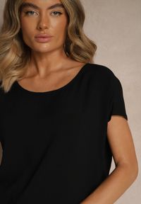 Renee - Czarna Wiskozowa Bluzka Oversize Lirealia. Okazja: na co dzień. Kolor: czarny. Materiał: wiskoza. Styl: casual