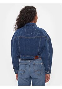 Pepe Jeans Kurtka jeansowa Foxley Logo PL402329 Niebieski Oversize. Kolor: niebieski. Materiał: bawełna