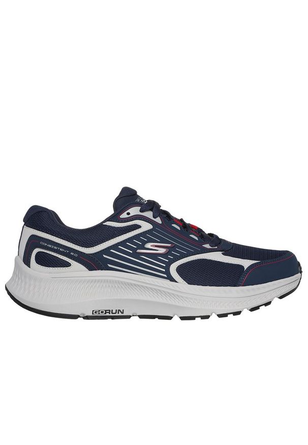 skechers - Buty męskie Skechers GOrun Consistent 2.0 220866NVRD - granatowe. Okazja: na co dzień. Zapięcie: sznurówki. Kolor: niebieski. Materiał: guma, materiał, skóra, syntetyk. Szerokość cholewki: normalna. Wzór: gładki. Model: Skechers Sport