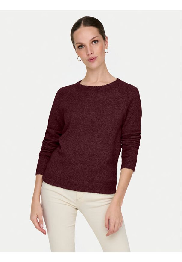 only - ONLY Sweter Rica 15204279 Bordowy Regular Fit. Kolor: czerwony. Materiał: syntetyk