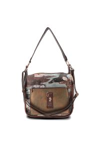 Brązowa Torebka Anekke Modna Listonoszka Damska. Kolor: brązowy. Wzór: napisy. Materiał: skórzane. Styl: casual. Rodzaj torebki: na ramię #3