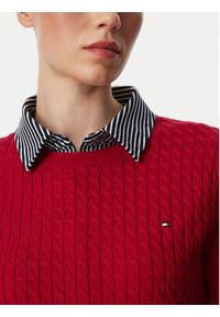 TOMMY HILFIGER - Tommy Hilfiger Sweter WW0WW44993 Czerwony Regular Fit. Kolor: czerwony. Materiał: bawełna #3