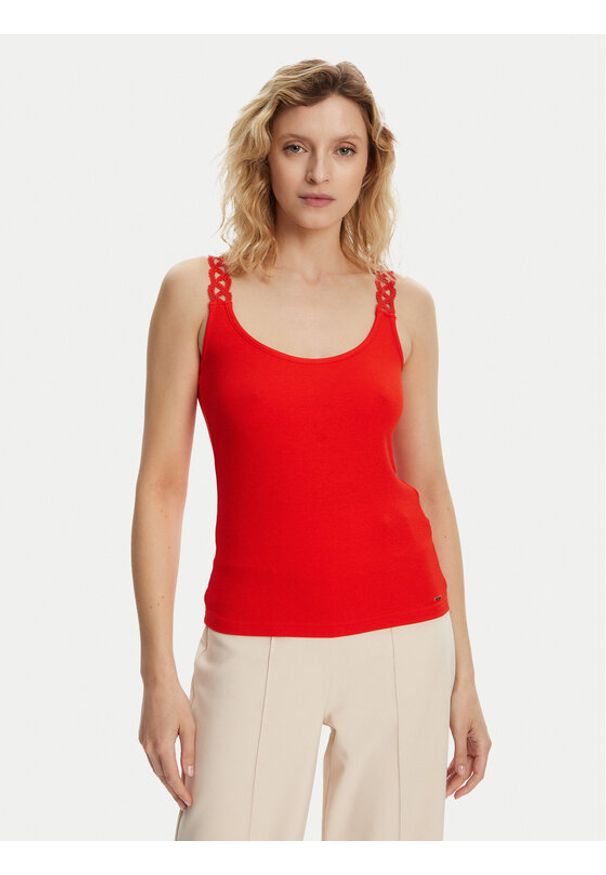 Morgan Top 251-DOUBI Czerwony Slim Fit. Kolor: czerwony. Materiał: wiskoza