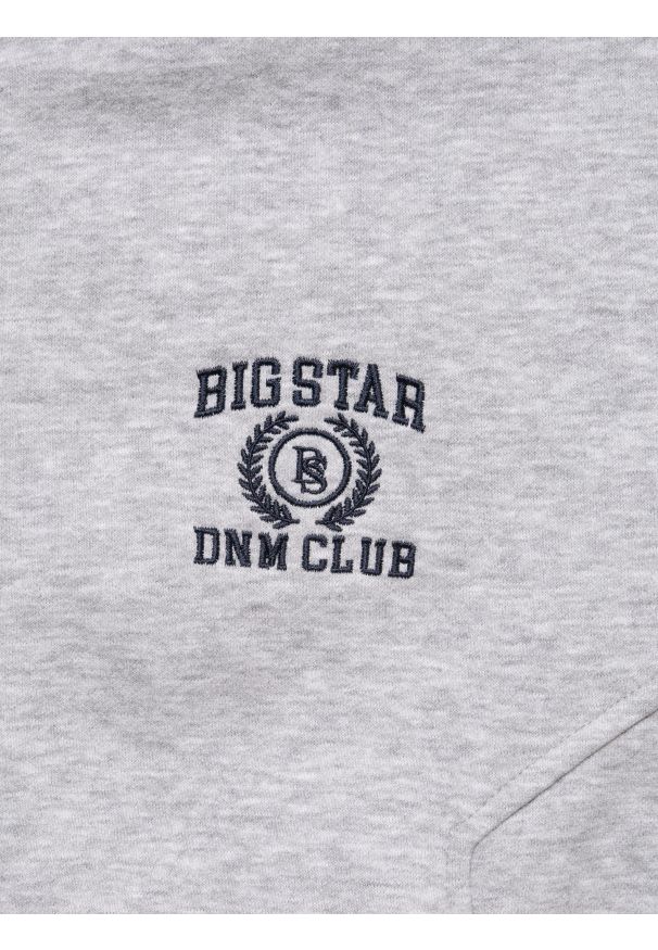 Big-Star - Bluza damska z kapturem rozpinana szara Madelina 901. Typ kołnierza: kaptur. Kolor: szary. Materiał: dresówka, dzianina. Wzór: aplikacja, haft. Styl: sportowy, elegancki