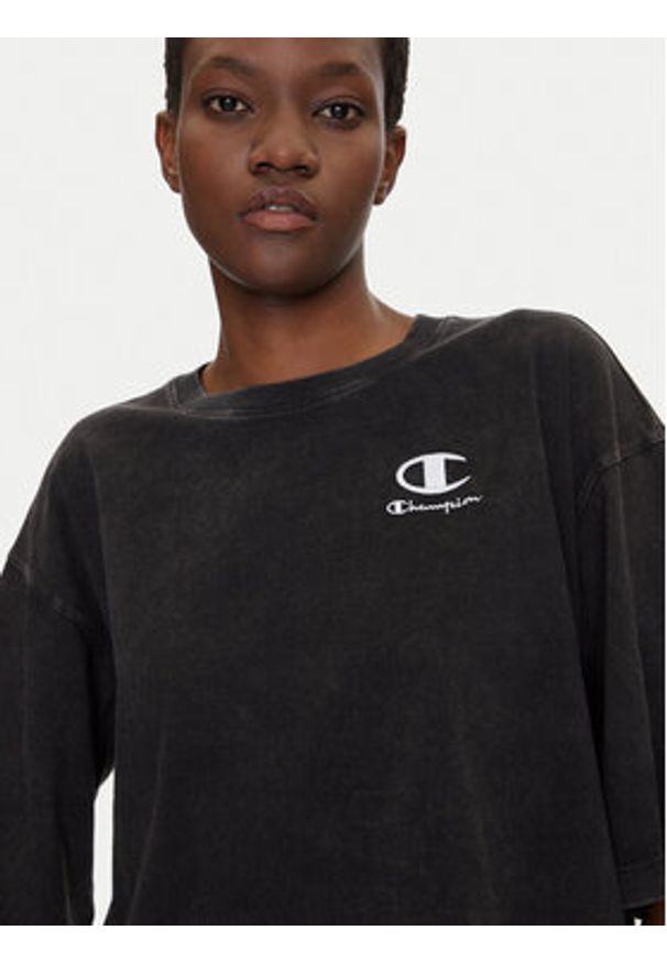 Champion T-Shirt 118023 Czarny Relaxed Fit. Kolor: czarny. Materiał: bawełna