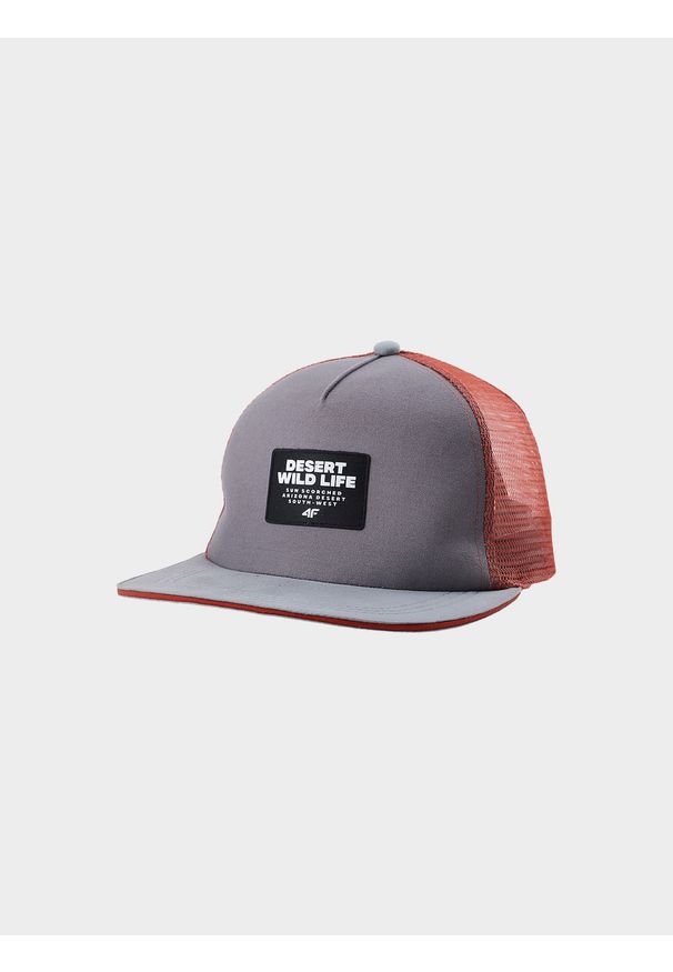 4f - Czapka z daszkiem snapback chłopięca. Kolor: pomarańczowy. Wzór: aplikacja