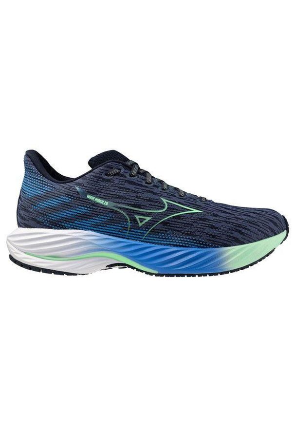 Mizuno - Buty do biegania męskie, Wave Rider 28. Zapięcie: sznurówki. Kolor: niebieski. Materiał: materiał, syntetyk, tkanina. Szerokość cholewki: normalna. Model: Mizuno Wave