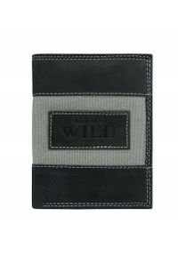 ALWAYS WILD - Portfel męski skórzany Always Wild N4-JEANS czarny. Kolor: czarny. Materiał: jeans, skóra