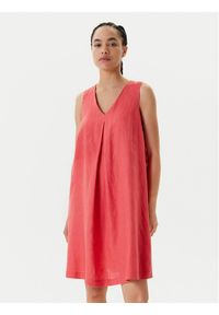 United Colors of Benetton - United Colors Of Benetton Sukienka letnia 4AGHDV0AX Czerwony Relaxed Fit. Kolor: czerwony. Materiał: len. Sezon: lato