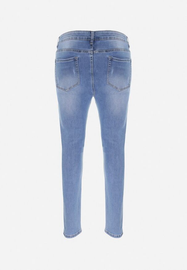 Born2be - Jasnoniebieskie Jeansy Skinny z Efektem Push-Up Liritta. Kolor: niebieski. Wzór: aplikacja