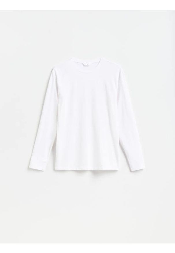 Reserved - Bawełniany longsleeve - biały. Kolor: biały. Materiał: bawełna. Długość rękawa: długi rękaw