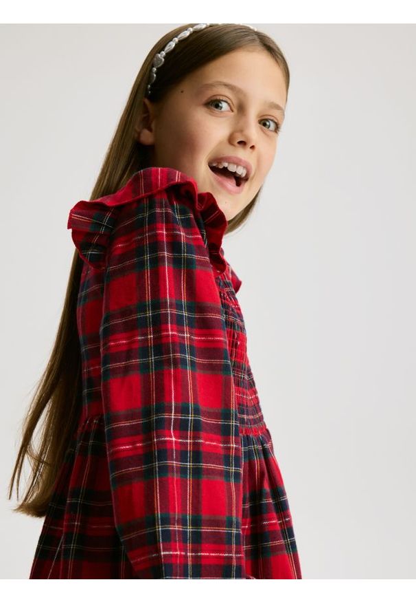 Reserved - Sukienka w kratę - wielobarwny. Materiał: tkanina, bawełna