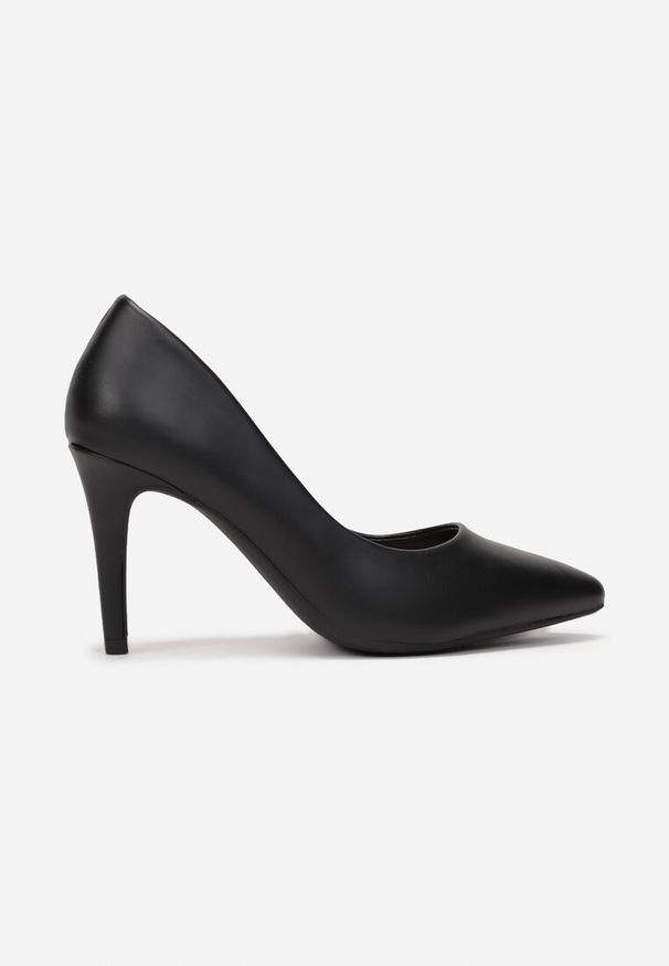 Renee - Czarne Szpilki Ampamia. Okazja: na imprezę. Kolor: czarny. Materiał: skóra ekologiczna. Obcas: na szpilce. Styl: elegancki, wizytowy. Wysokość obcasa: średni