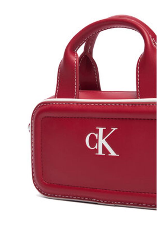 Calvin Klein Torebka Contrast Ck Mini Bauletto Bag LV04F1257G Bordowy. Kolor: czerwony. Materiał: skórzane