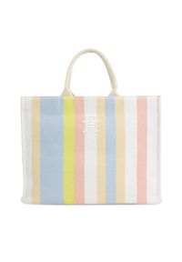 TOMMY HILFIGER - Tommy Hilfiger Torebka Th Beach Tote Stripes AW0AW16411 Beżowy. Kolor: beżowy #1