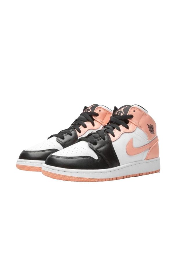 Buty do chodzenia męskie Nike Air Jordan 1 Retro Mid Crimson Tint. Kolor: czarny, różowy, wielokolorowy. Materiał: syntetyk, skóra, materiał. Szerokość cholewki: normalna. Sport: turystyka piesza