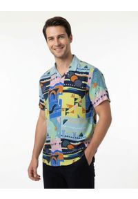 Oryginalna Męska Koszula Weekendowa - Brave Soul - Wakacyjny, Kolorowy Wzór. Okazja: na co dzień. Kolor: wielokolorowy. Materiał: wiskoza. Wzór: kolorowy. Sezon: lato. Styl: wakacyjny #4
