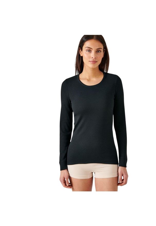 DAMART - Damska koszulka z długim rękawem i okrągłym dekoltem Damart Thermolactyl. Kolor: czarny. Długość rękawa: długi rękaw. Długość: długie
