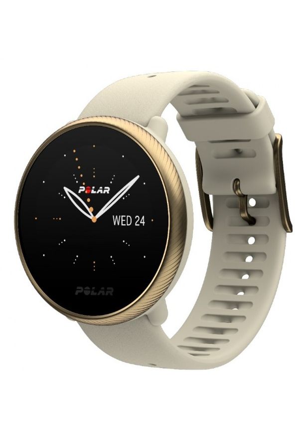 POLAR - Zegarek sportowy Polar Ignite 2 szampańsko-złoty. Rodzaj zegarka: smartwatch. Kolor: złoty. Materiał: polar. Styl: sportowy