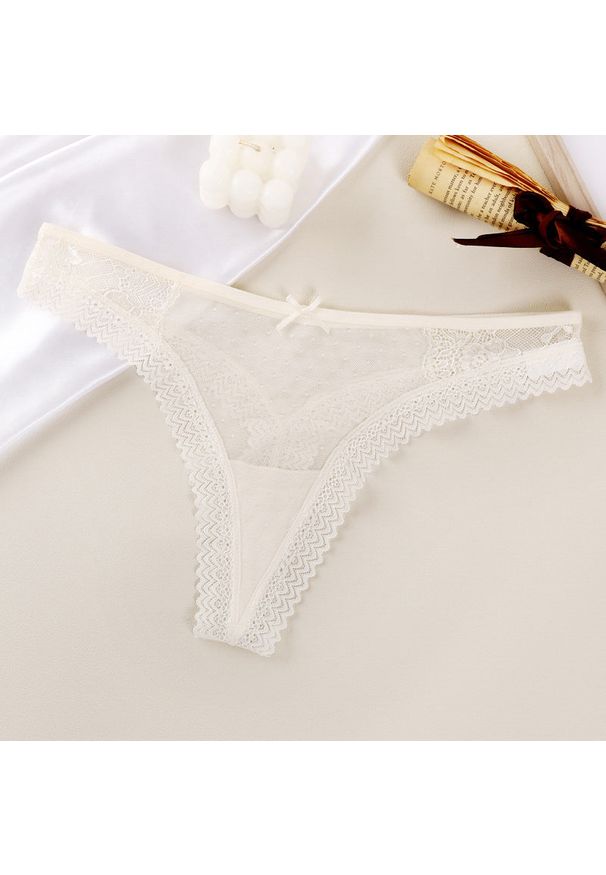 Intica - Koronkowe figi z wycięciami elegancki styl codzienny i okazjonalny Hilal. Kolor: biały. Materiał: koronka. Wzór: koronka