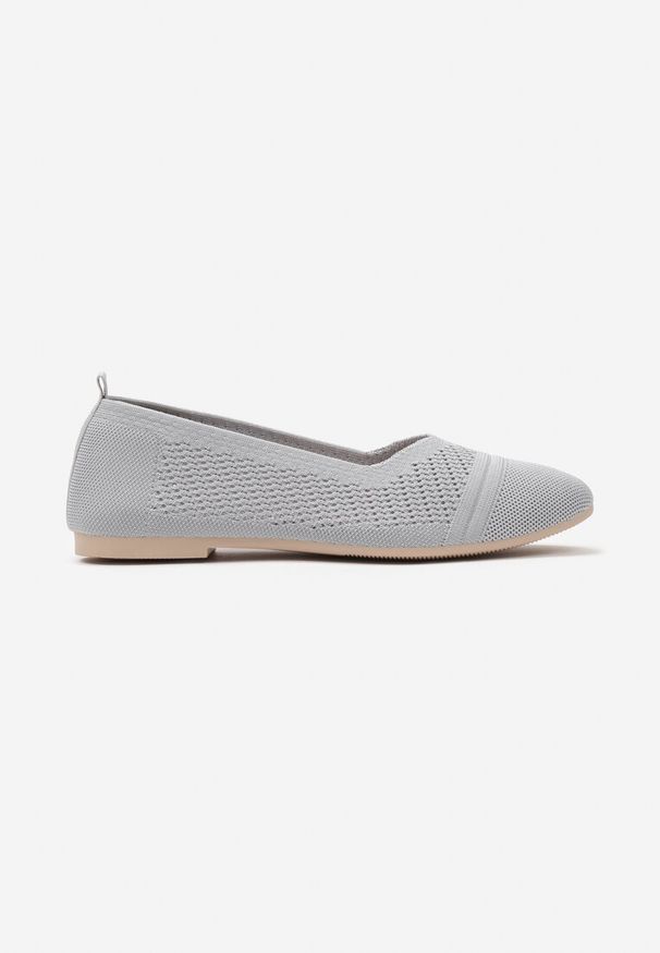Renee - Szare Płaskie Balerinki z Siateczkowego Materiału Nelibra. Okazja: na spotkanie biznesowe, na co dzień. Kolor: szary. Materiał: materiał. Styl: elegancki, biznesowy, casual