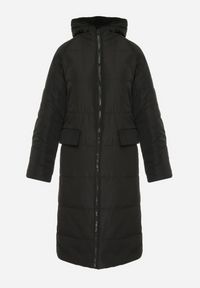 Born2be - Czarna Dwustronna Kurtka Płaszcz z Kapturem Eldorra. Typ kołnierza: kaptur. Kolor: czarny. Materiał: futro #5