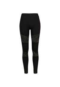 Urban Classics - Damskie legginsy urban classic z wstawkami z koronki. Kolor: czarny. Materiał: koronka. Wzór: koronka #1