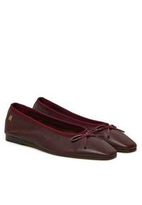 TOMMY HILFIGER - Tommy Hilfiger Baleriny Soft Leather FW0FW08355 Bordowy. Kolor: czerwony. Materiał: skóra #3