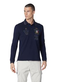 Aeronautica Militare - AERONAUTICA MILITARE Granatowy męski longsleeve polo P.A.N.. Typ kołnierza: polo. Kolor: niebieski. Długość rękawa: długi rękaw #3