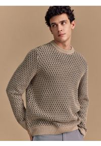 Reserved - Strukturalny sweter - beżowy. Kolor: beżowy. Materiał: dzianina, wełna