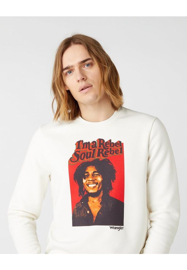 Wrangler - MĘSKA BLUZA WRANGLER SOUL REBEL CREW WHITE W681H1989 112141474