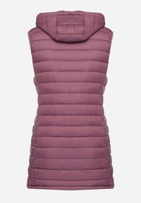 Born2be - Fioletowa Pikowana Kamizelka z Odpinanym Kapturem o Taliowanym Kroju Tinvalia. Okazja: na co dzień. Kolekcja: plus size. Kolor: fioletowy. Materiał: jeans. Styl: casual, klasyczny #3