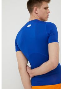Under Armour t-shirt treningowy 1361518 kolor niebieski 1361518-410. Kolor: niebieski. Materiał: skóra, materiał. Długość rękawa: raglanowy rękaw. Wzór: gładki #5