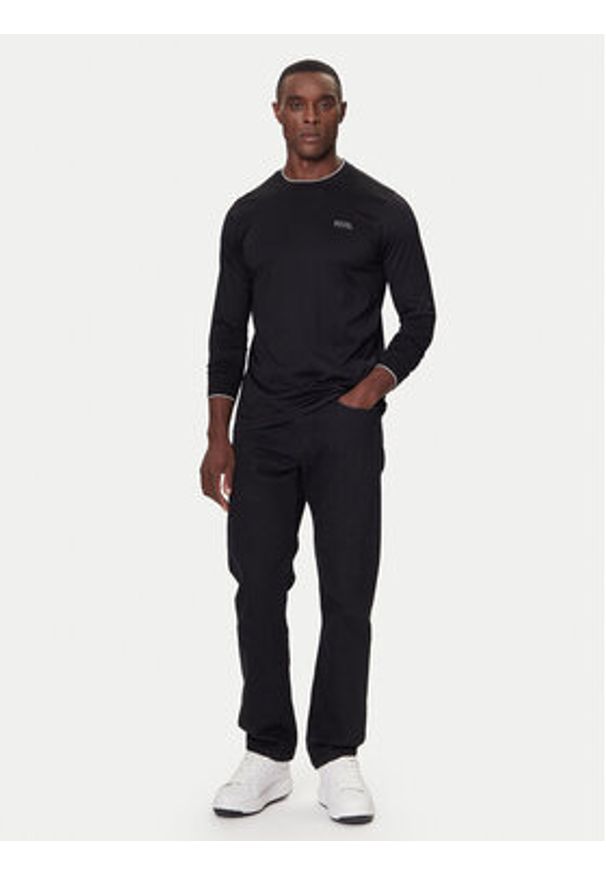 Karl Lagerfeld - KARL LAGERFELD Longsleeve 755001 554200 Czarny Regular Fit. Typ kołnierza: dekolt w karo. Kolor: czarny. Materiał: bawełna. Długość rękawa: długi rękaw