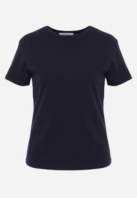 Renee - Granatowy T-shirt z Bawełny z Okrągłym Dekoltem Nedima. Okazja: na co dzień. Kolor: niebieski. Materiał: bawełna. Styl: casual, klasyczny #3