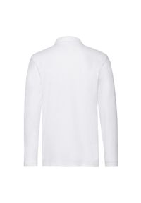 FRUIT OF THE LOOM - Męska Gładka Koszulka Polo Premium Z Długim Rękawem. Typ kołnierza: polo. Kolor: biały. Długość rękawa: długi rękaw. Długość: długie. Wzór: gładki