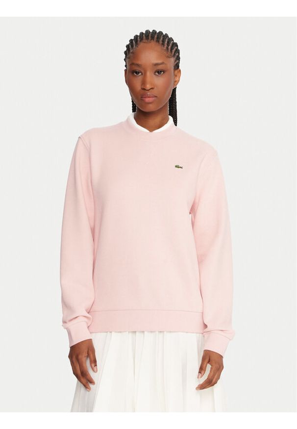 Lacoste Bluza SF5245 Różowy Relaxed Fit. Kolor: różowy. Materiał: bawełna