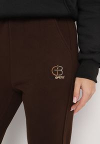 Born2be - Brązowe Spodnie Dresowe ze Ściągaczami i Gumką w Pasie Ocieplane Futrem Sevilora. Okazja: na co dzień. Kolor: brązowy. Materiał: dresówka, futro. Styl: sportowy, elegancki, casual #7