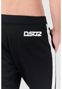 DSQUARED2 Czarne męskie dresy z białymi lampasami, Rozmiar S. Kolor: czarny. Materiał: bawełna, dresówka #4