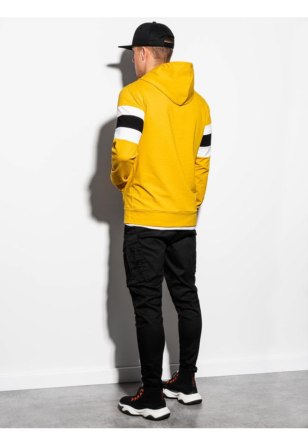 Żółta bluza Ombre Clothing z nadrukiem, z kapturem
