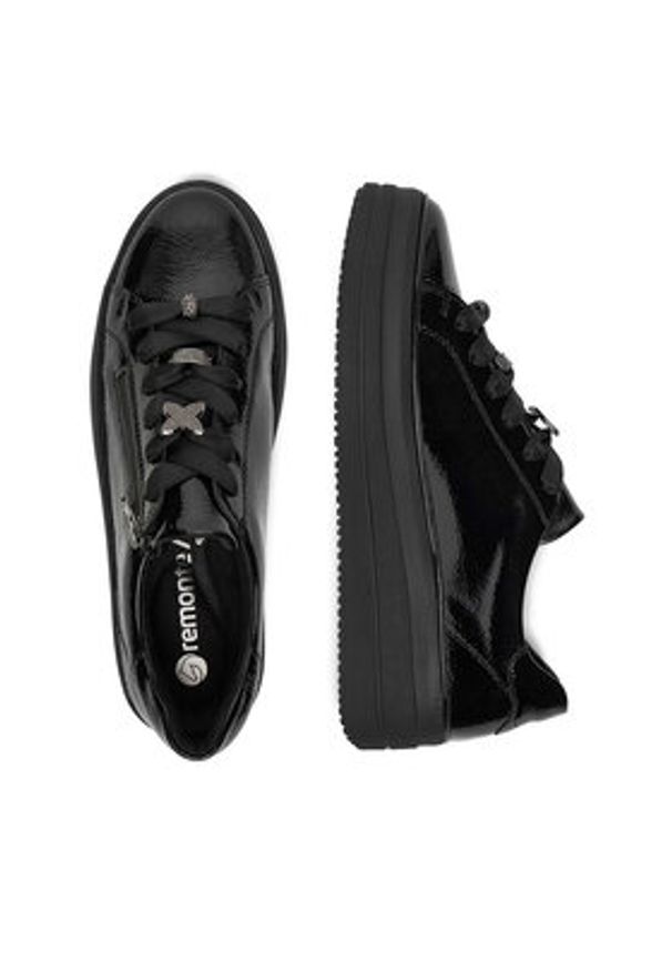 Remonte Sneakersy D1C09-00 Czarny. Kolor: czarny. Materiał: skóra