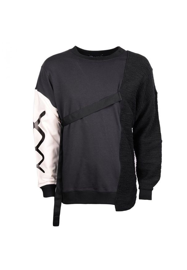 Nicolo Tonetto Bluza "Lien" | U41NTN1003 | Mężczyzna | Czarny, Biały, Granatowy. Okazja: na co dzień. Kolor: czarny, biały, niebieski, wielokolorowy. Materiał: elastan, bawełna. Wzór: nadruk, aplikacja. Styl: casual