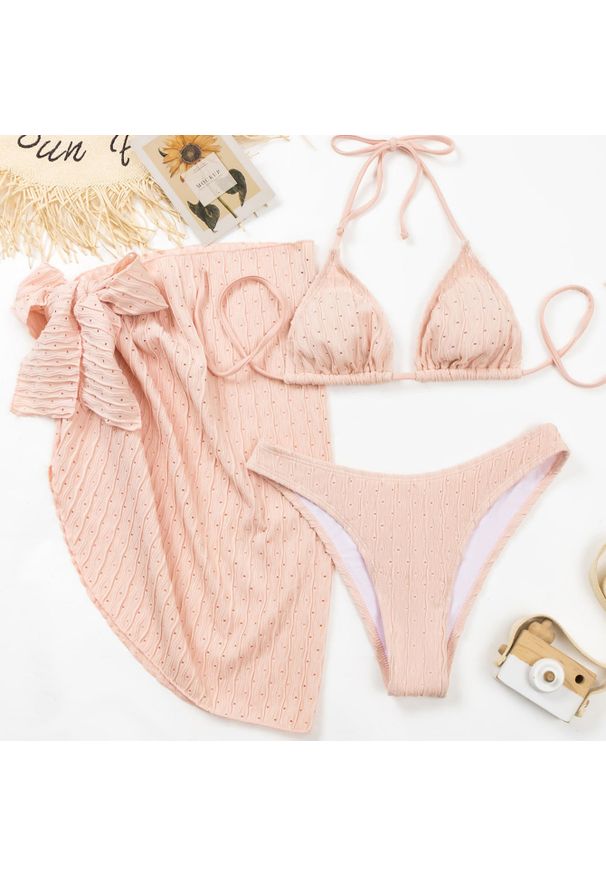 Intica - Strój kąpielowy prążkowany na plażę i basen Jerry. Kolor: różowy. Materiał: prążkowany