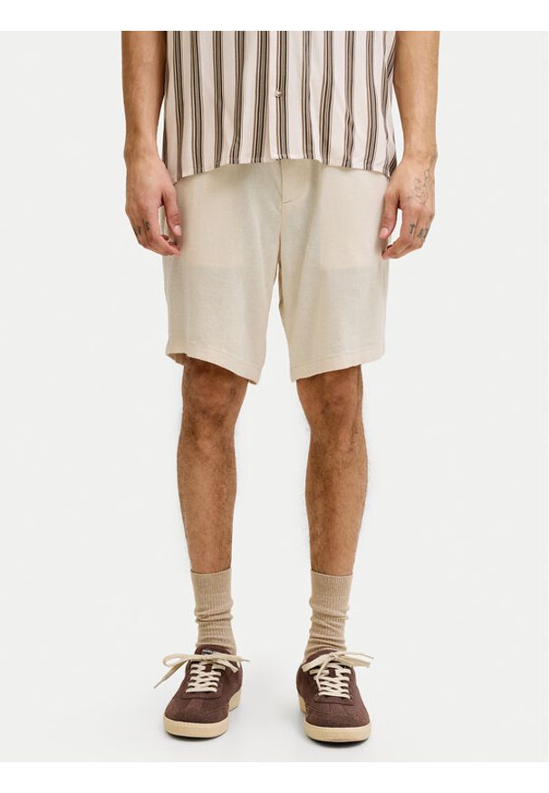 Jack & Jones Szorty materiałowe Ace Mykonos 12269376 Beżowy Regular Fit. Kolor: beżowy. Materiał: wiskoza