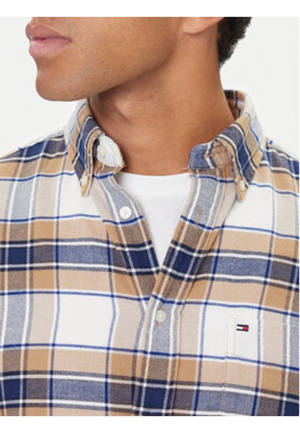 TOMMY HILFIGER - Tommy Hilfiger Koszula Hero MW0MW40473 Beżowy Regular Fit. Kolor: beżowy. Materiał: bawełna