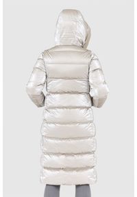 Hetrego - HETREGO Beżowy błyszczący płaszcz damski puchowy z odpinanymi rękawami summer, Rozmiar 36 EU - 40 IT. Kolor: beżowy. Materiał: puch #4