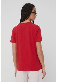 Superdry t-shirt bawełniany kolor czerwony. Kolor: czerwony. Materiał: bawełna. Długość rękawa: krótki rękaw. Długość: krótkie. Wzór: gładki #2
